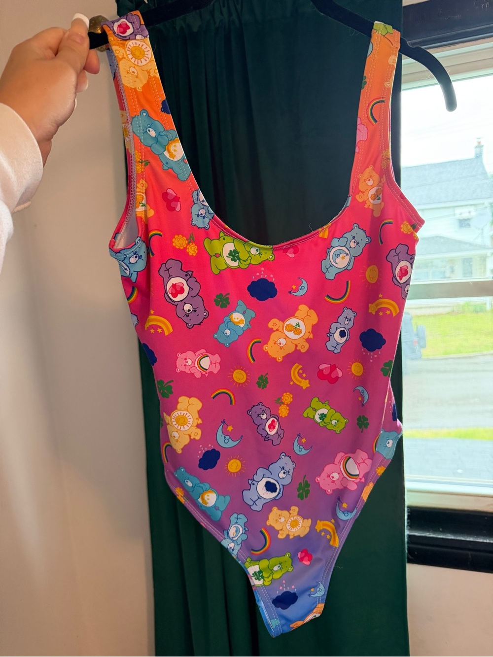 Care Bears Pink Rainbow Print One-Piece Swimsuit